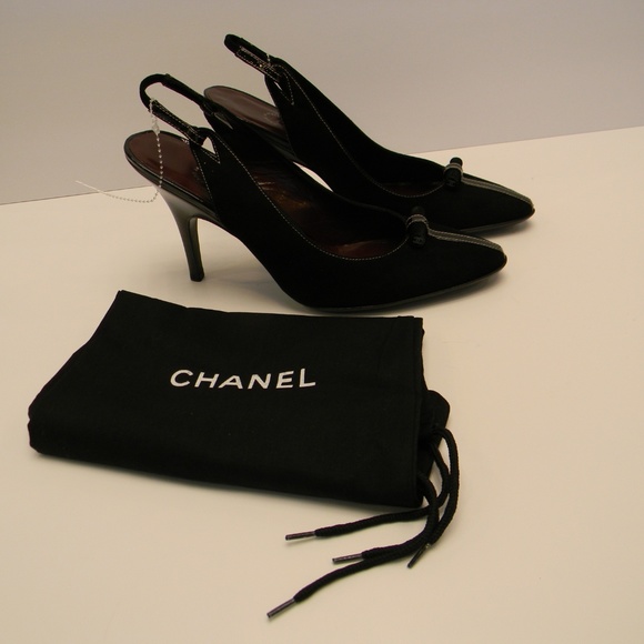 NEW RARE Chanel suede heeled slingbacks 37.5, 7.5 - Picture 5 of 8